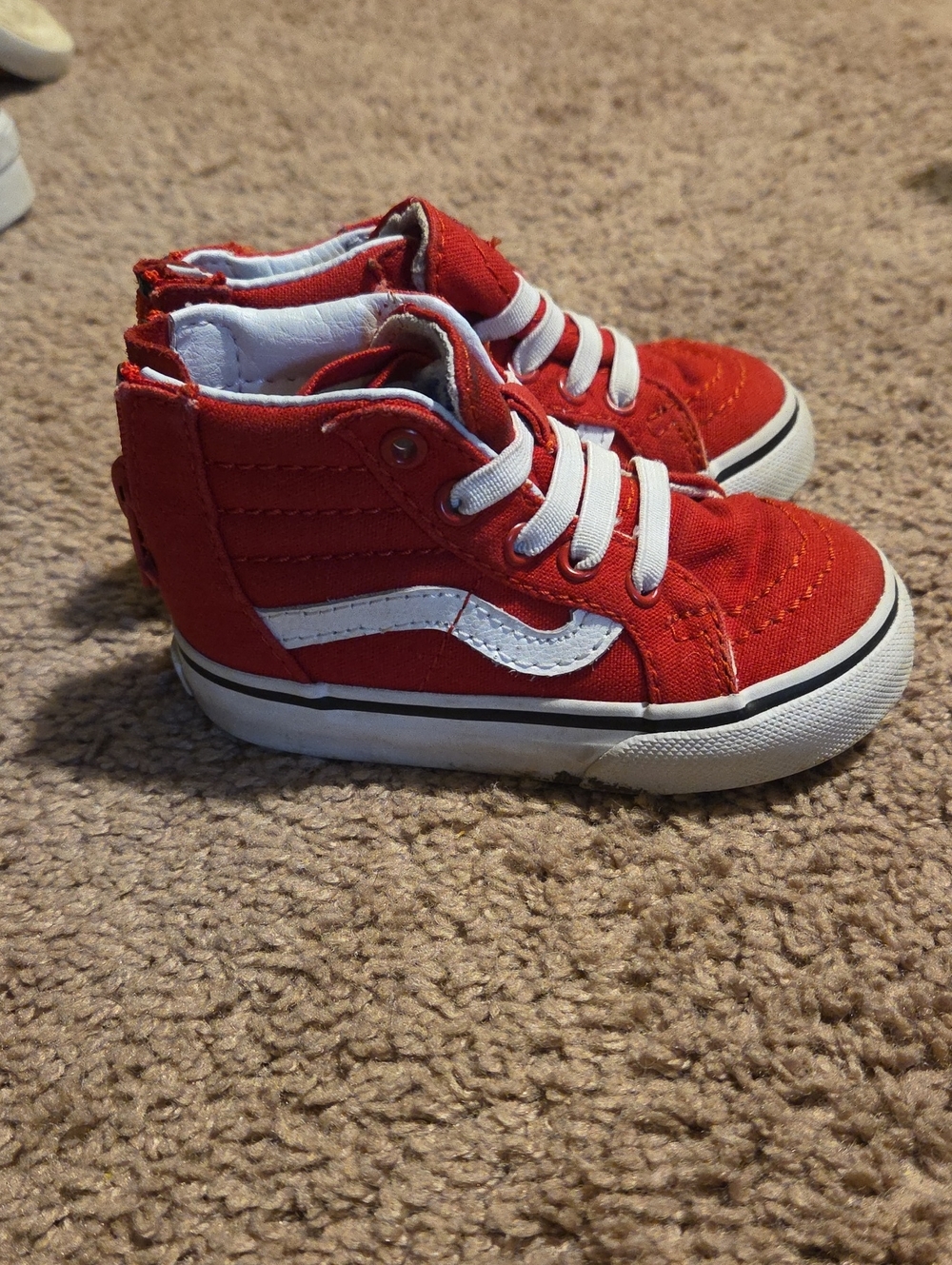 Kids Red High-Top Canvas Sneakers with White Accent